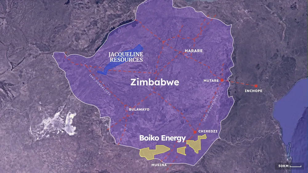 Country overview map of Zimbabwe